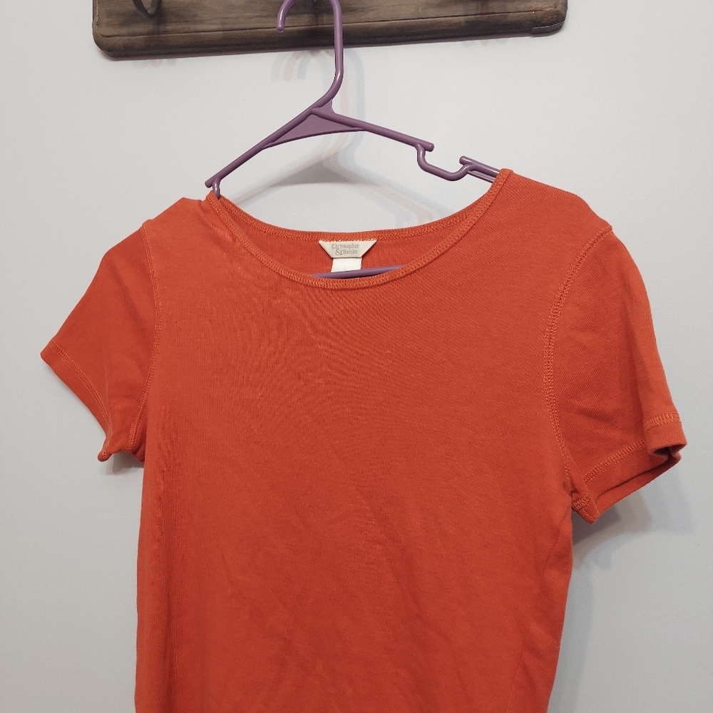 Christopher&Banks orange tee shirt short sleeve soft medium basic nice t shirt - Picture 2 of 8